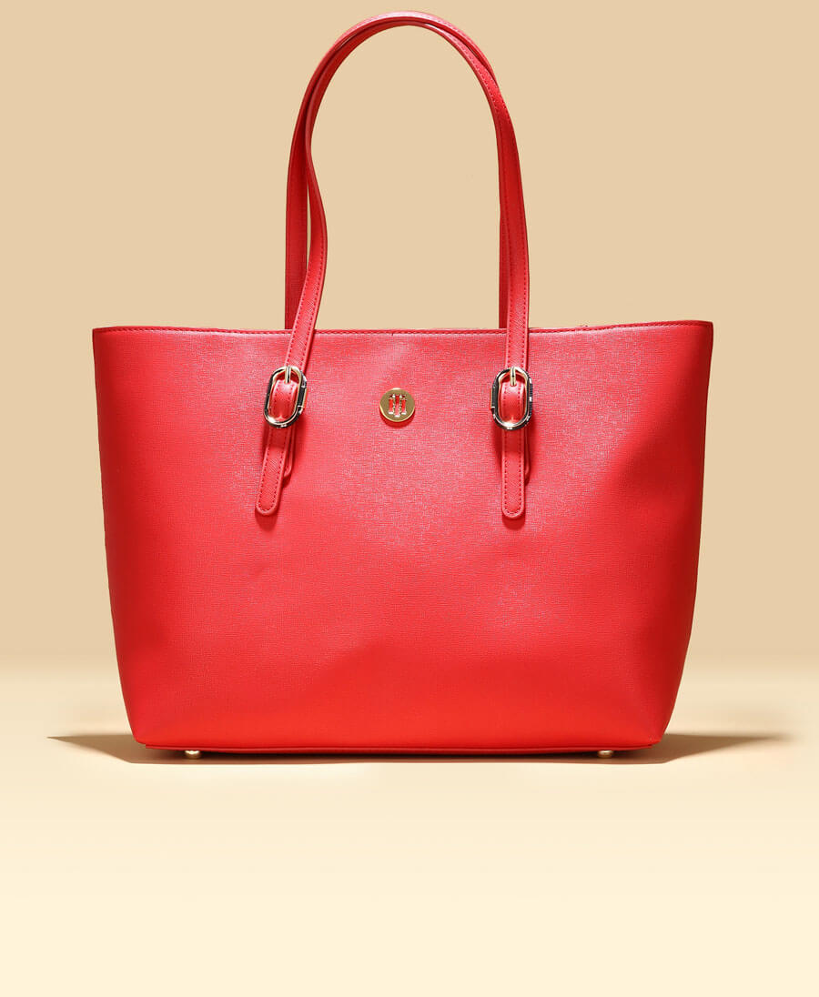 Tommy Hilfiger Red Buckle Tote Bag